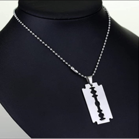 Stainless Steel Blade Pendant Necklace - Picture 2 of 5